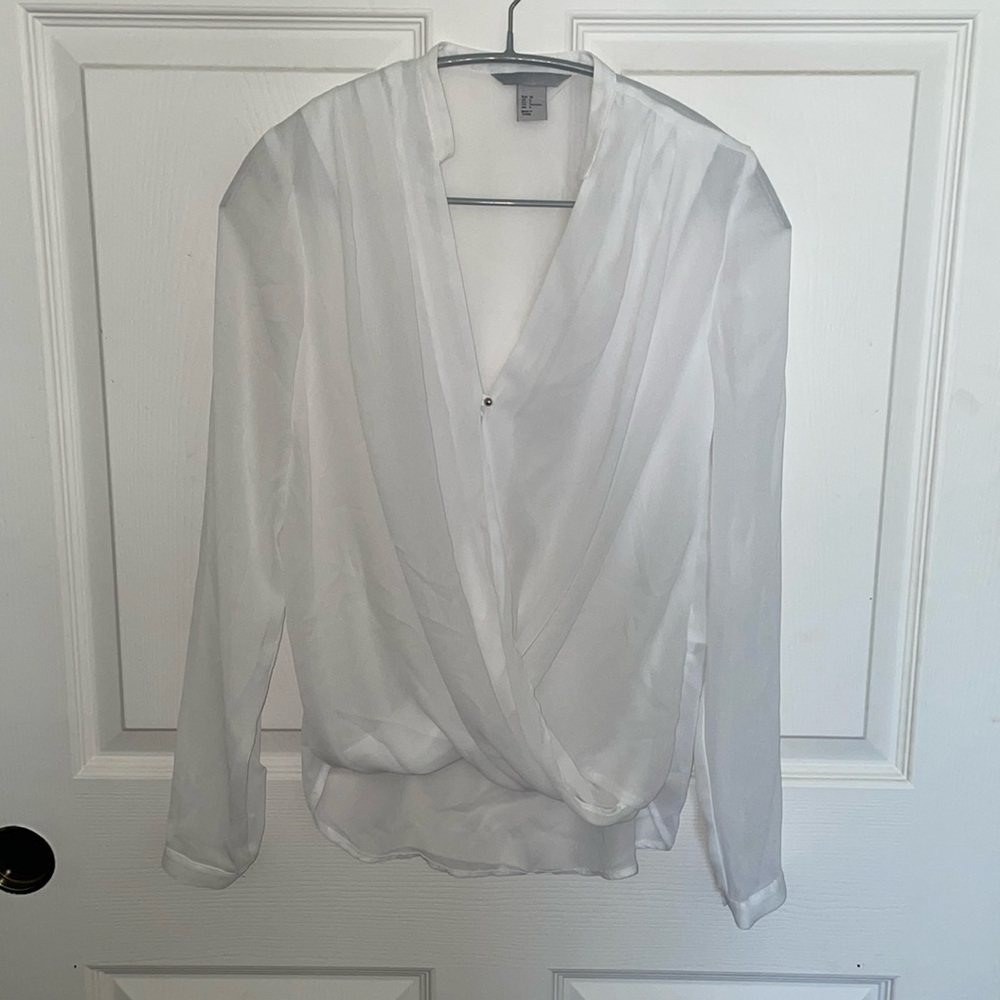 H&M White Wrap Blouse